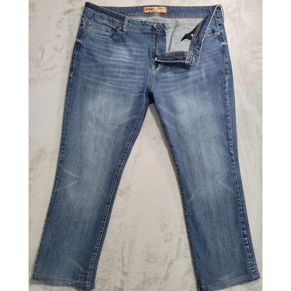 Seven7 Jeans Mens 40x32 (Actual 40x30) Blue Med Wash Straight Regular Denim